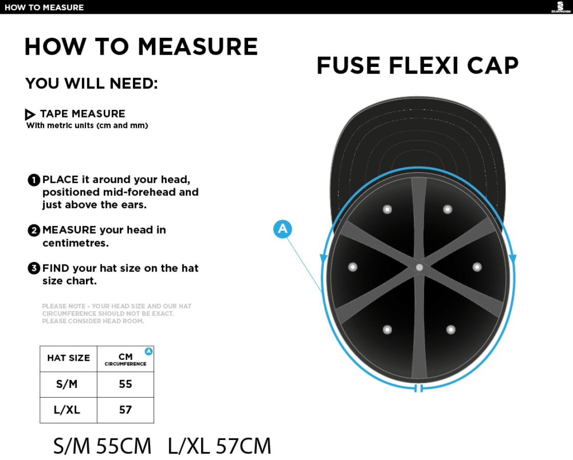 NEW LONGTON CC Fuse Flexi Cap - Bottle - Size Guide