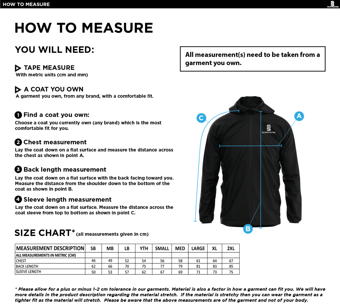 NEW LONGTON CC Dual Elite 1/4 Zip Hoody / Rain Jacket : Navy - Size Guide