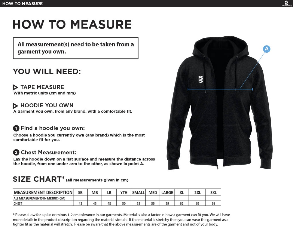 New Longton CC - Dual Hoody - Size Guide