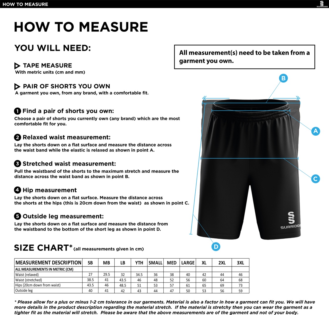 New Longton CC - Blade Shorts - Size Guide